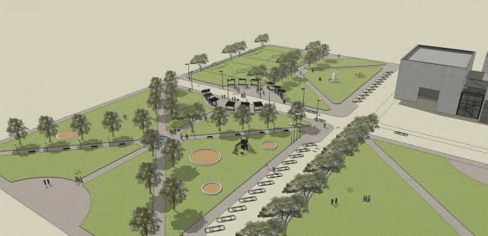 Presentan proyectos con el dise�o de la plaza en la canchita de los bomberos