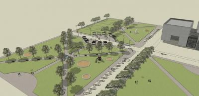 Presentan proyectos con el dise�o de la plaza en la canchita de los bomberos
