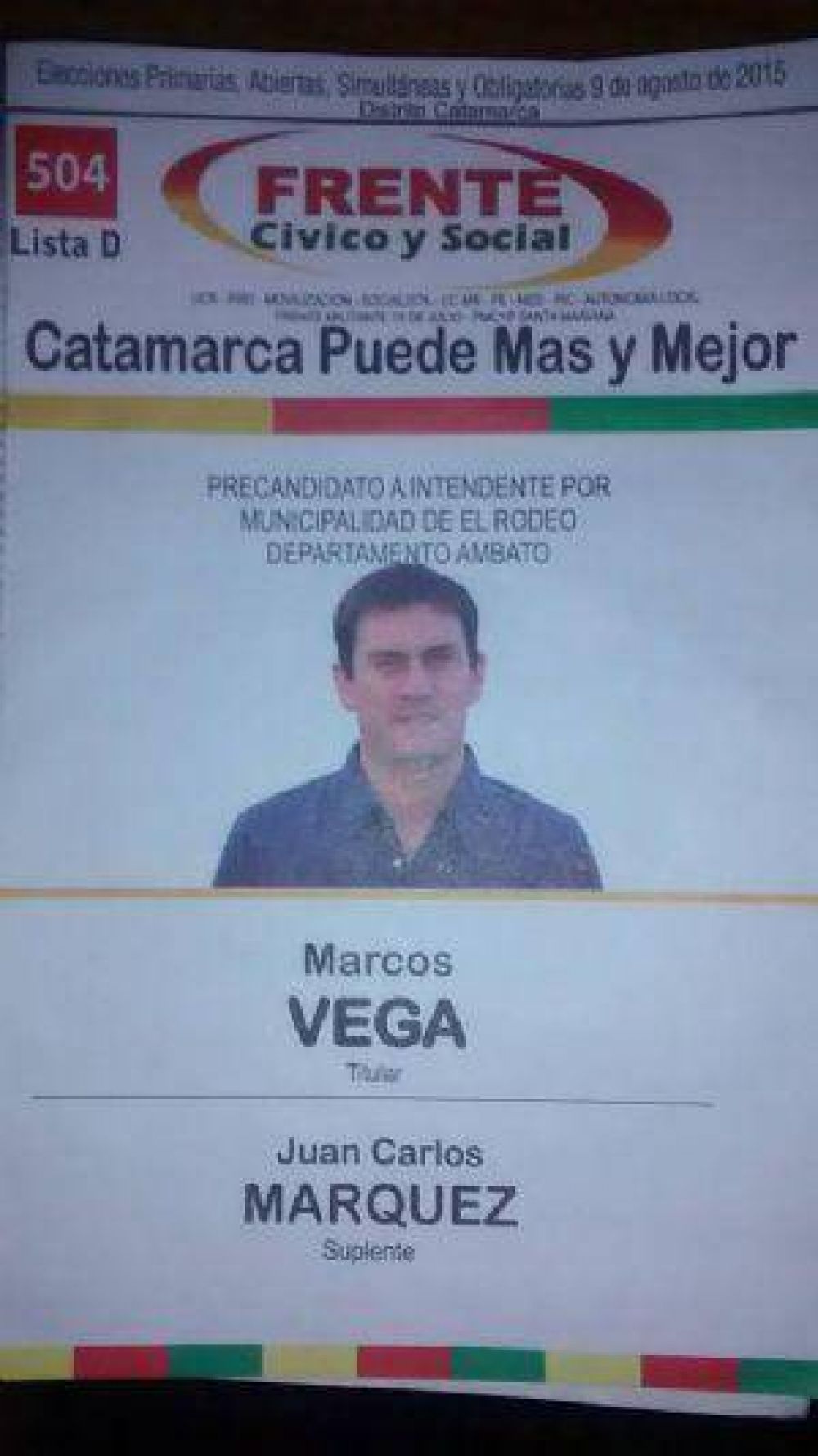 Vega y no Doering ser� el candidato a intendente del FCS en El Rodeo