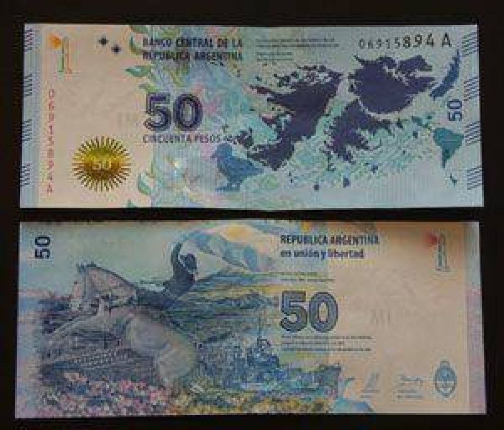 Ya circulan en San Juan los billetes de $50 con imagen de las Malvinas