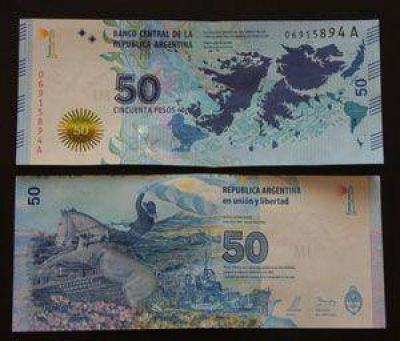  Ya circulan en San Juan los billetes de $50 con imagen de las Malvinas