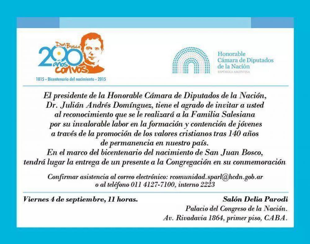 Se conmemora el bicentenario del nacimiento de San Juan Bosco