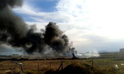 Incendio en el dep�sito de bidones vac�os de agroqu�micos en el Basurero