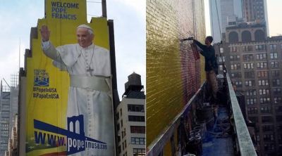VIRAL: Con este inmenso mural del Papa, artista espera que Nueva York �recuerde a Dios�