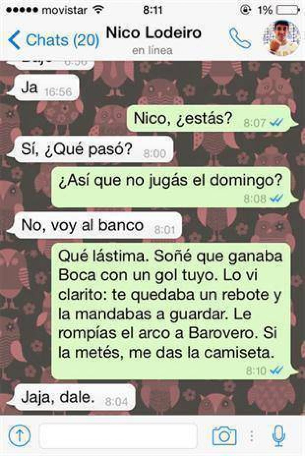 El visionario mensaje de WhatsApp que recibi� Nicol�s Lodeiro antes del supercl�sico