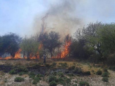 Santa Mar�a: varias dotaciones de Bomberos combatieron el incendio en El Cerrito