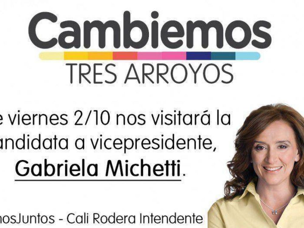 Gabriela Michetti visitar Tres Arroyos el viernes prximo