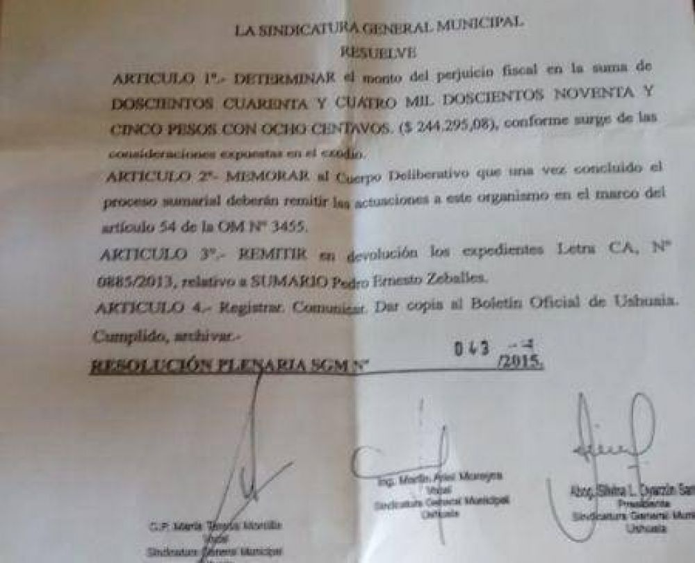Empleado del Concejo deber� devolver al Estado casi 245 mil pesos