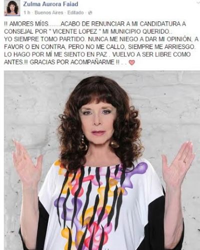 Renunci� Zulma Faiad