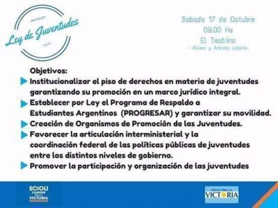 Presentar�n los alcances del Proyecto de Ley de Juventudes