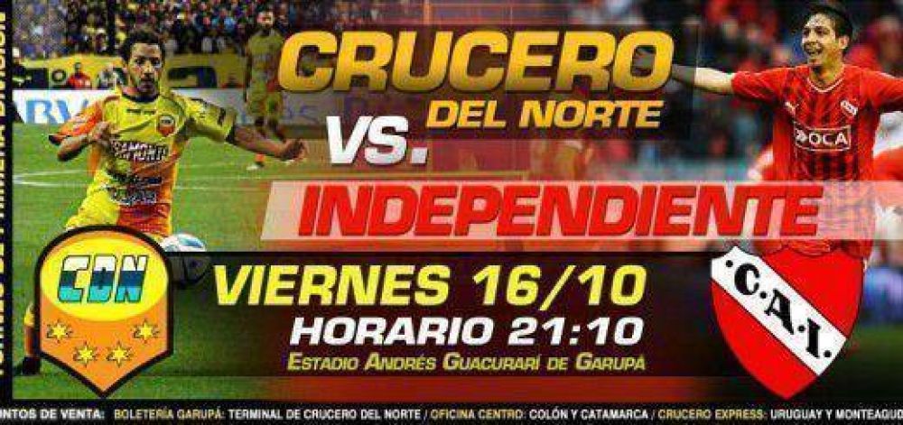 Crucero recibe el viernes en Santa In�s a Independiente