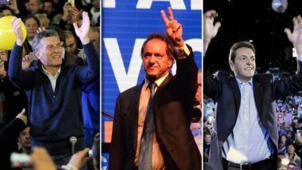 Scioli, Macri y Massa cierran sus campaas este jueves