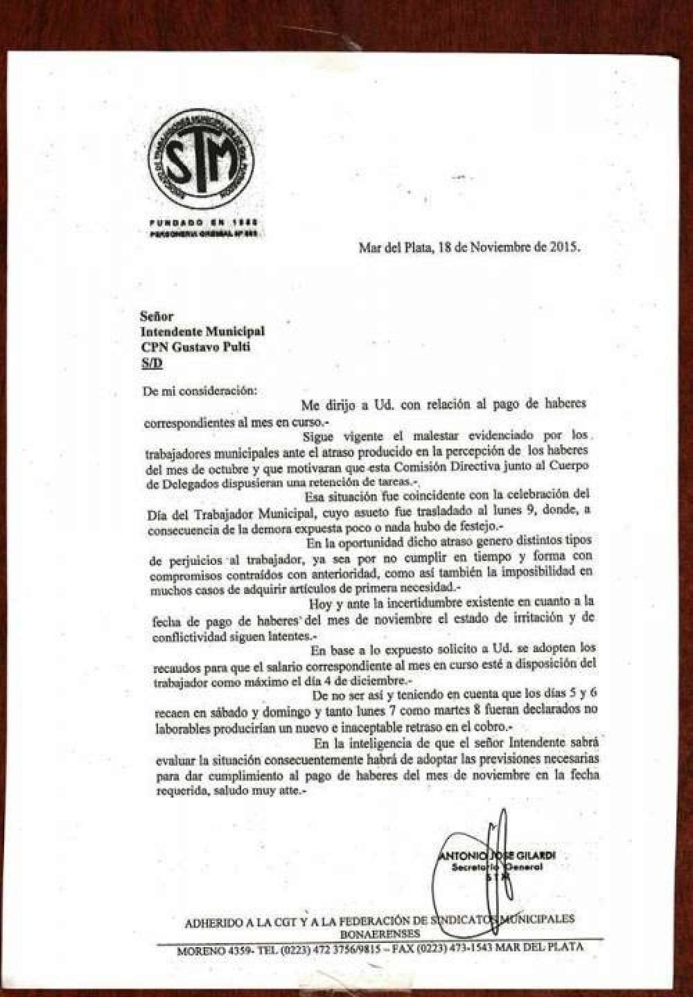 Trabajadores municipales advierten: �No queremos cobrar tarde de nuevo�