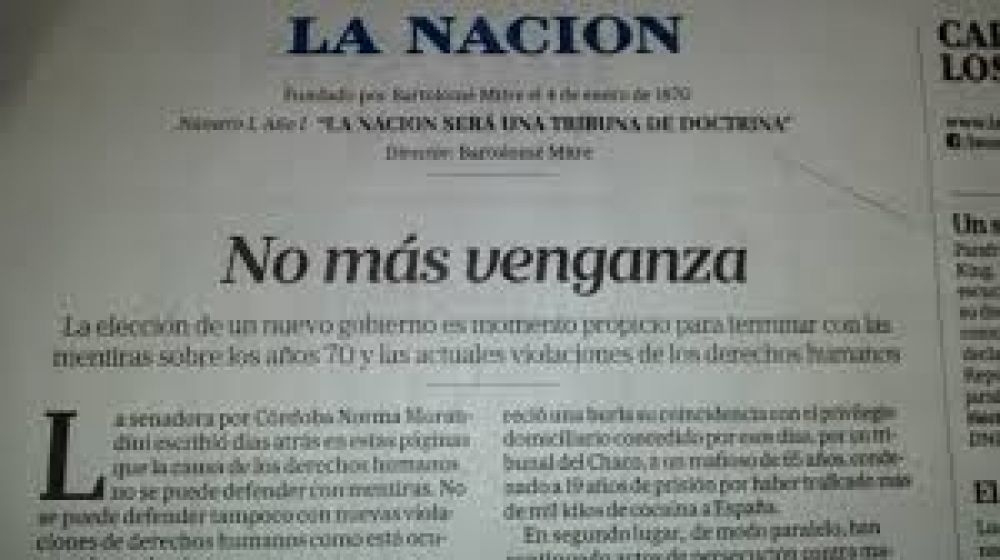 Amplio repudio al editorial de La Nacin que pidi a Macri impunidad para represores