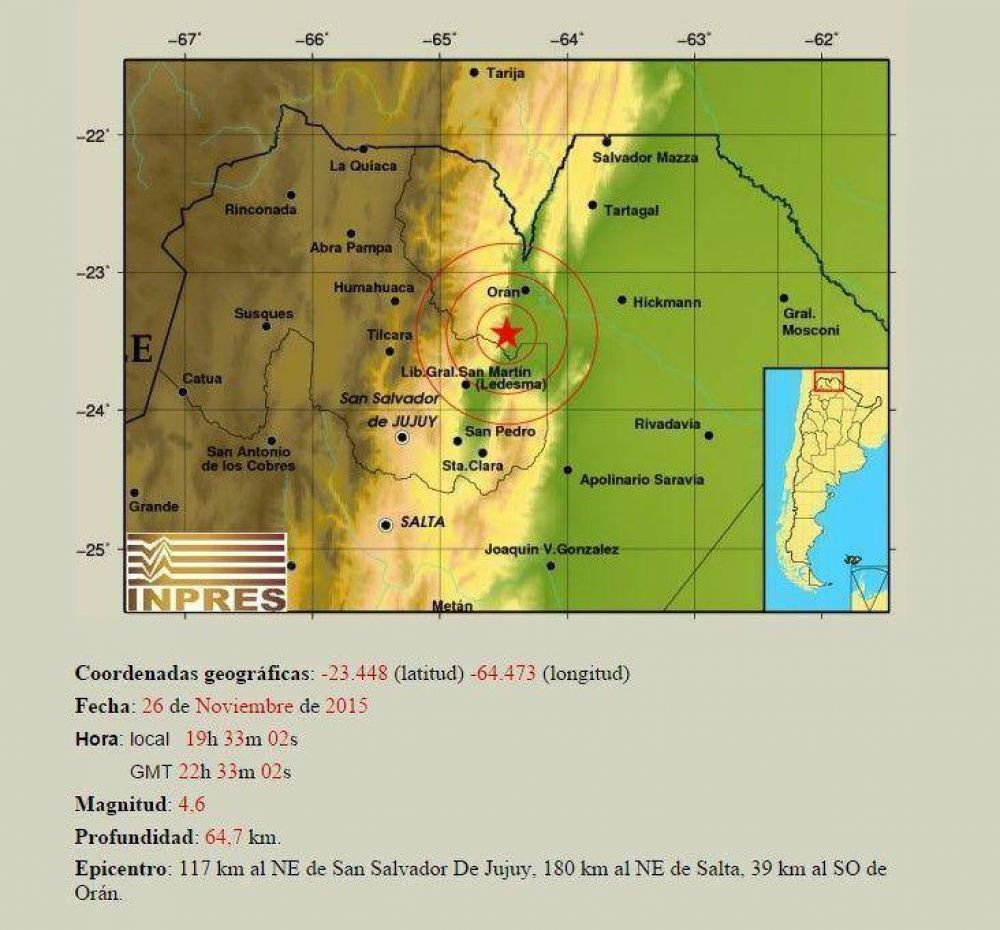 En la tarde del jueves, tembl� Salta