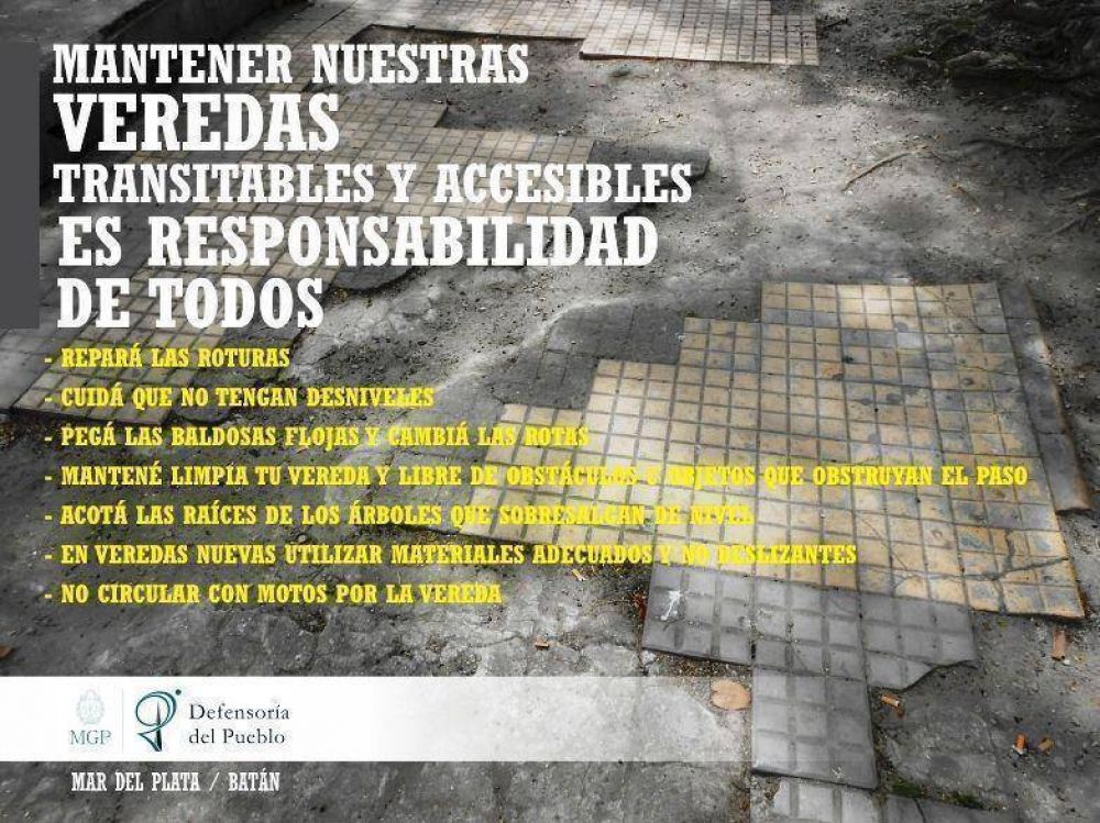 Lanzan campa�a por veredas transitables y accesibles