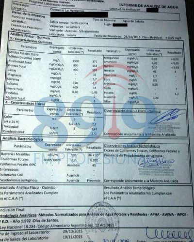 Distribuyen agua con bacterias de materia fecal en un barrio de Vaqueros