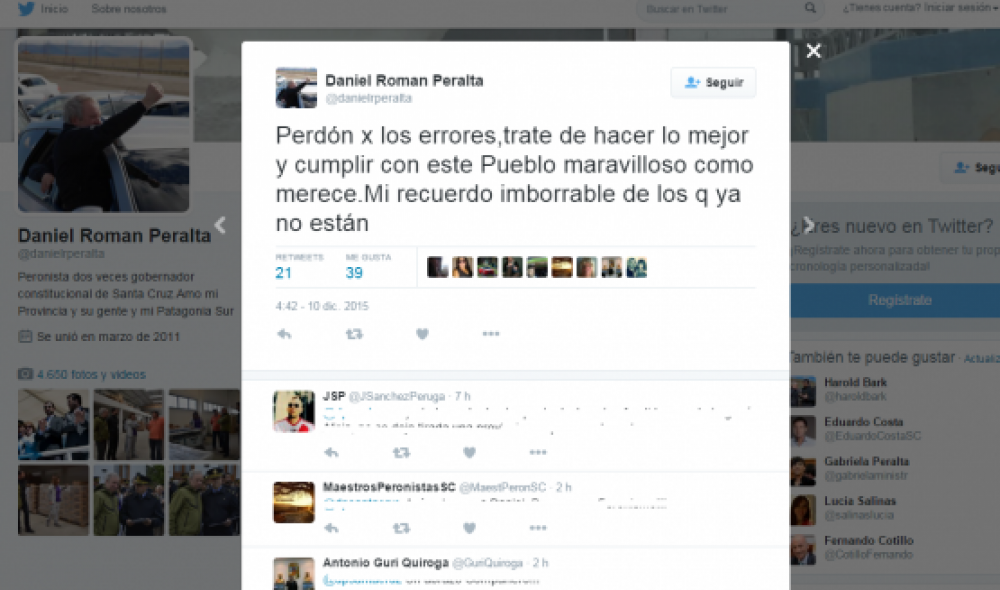 Peralta pidi� �perd�n por los errores