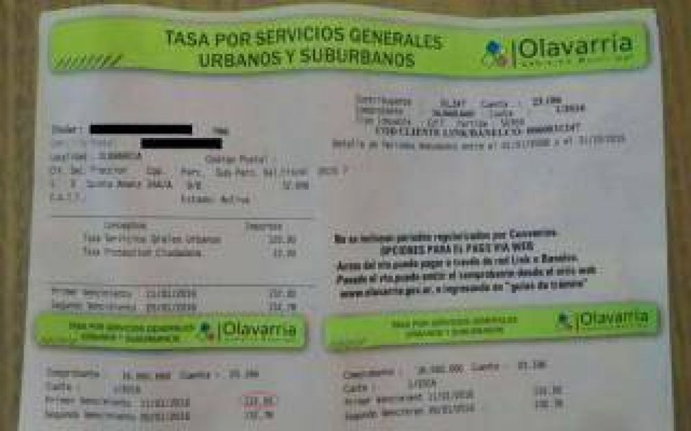 Ins�lito: Llegaron impuestos municipales con rebaja en Olavarr�a