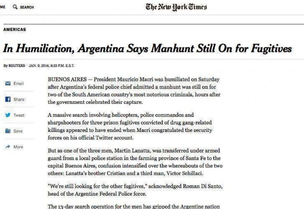Medios del mundo hablan del �papel�n� tras la falsa captura