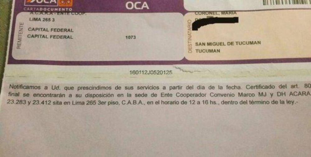 Despiden a la �nica trabajadora de la Escuelita de Famailla, Sitio de la Memoria
