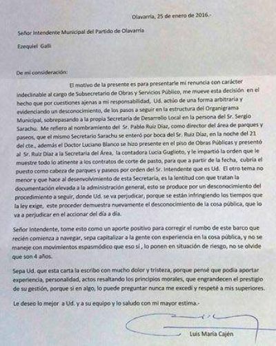 El propio Caj�n confirm� su salida del Gobierno de Galli