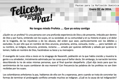 La Iglesia promueve en Colombia una pedagog�a para la paz
