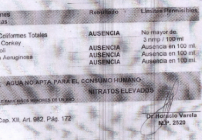 Nuevo an�lisis confirma altos valores de nitrato en el agua corriente