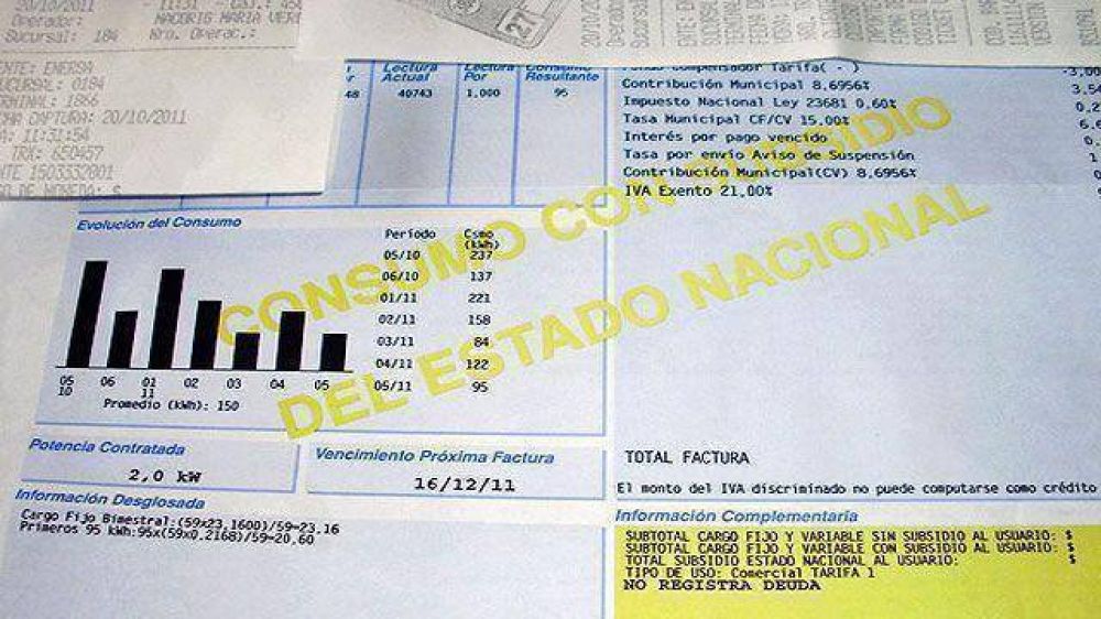 Luz: ahora calculan los aumentos en Entre R�os cerca del 90%