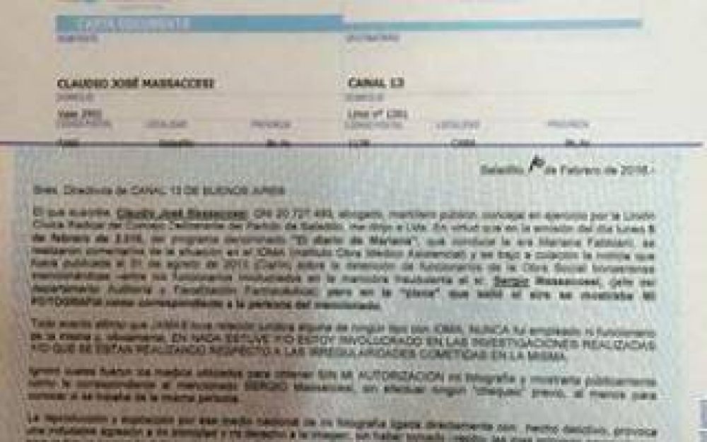 Saladillo: Concejal envi Carta Documento a Canal 13