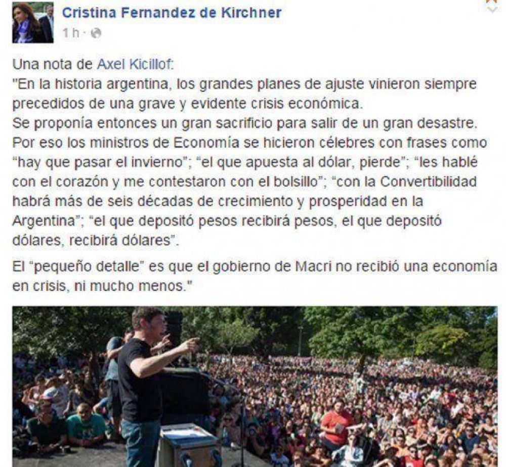 Cristina cit� a Kicillof: 