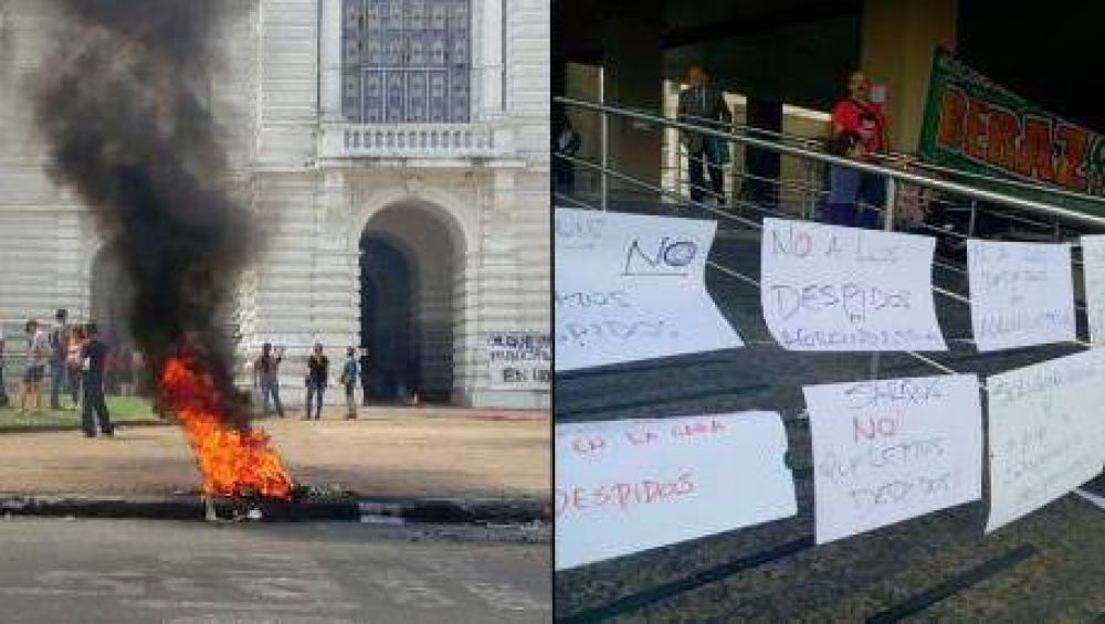 La Plata: Dos protestas en menos de una cuadra