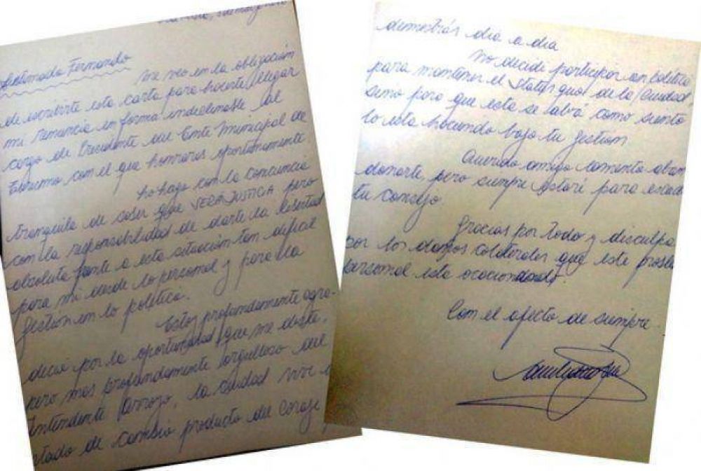 La carta, de pu�o y letra: 