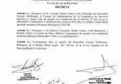 Designan a los representantes del Concejo Deliberante ante la Coopser