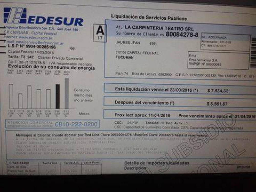 Muchos teatros no podr�n pagar la luz