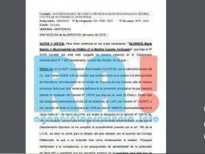 �La remoci�n de la tesorera requer�a la conformidad del Concejo Deliberante�