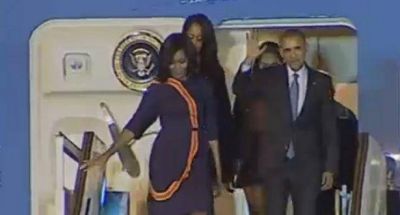 En medio de un fuerte operativo de seguridad arrib� al pa�s Obama