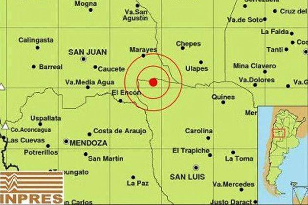 Se registr� un sismo en el l�mite entre San Luis y San Juan