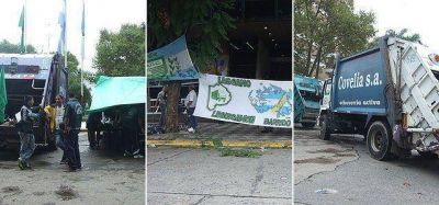 Reclamo y corte de trabajadores de Covelia frente a la Municipalidad