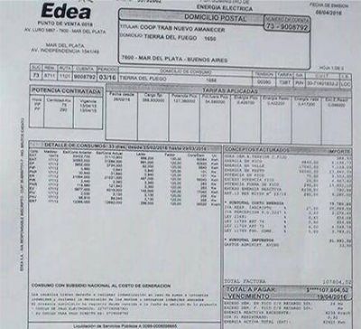 La Cooperativa �Nuevo Amanecer� sufri� un tarifazo de luz