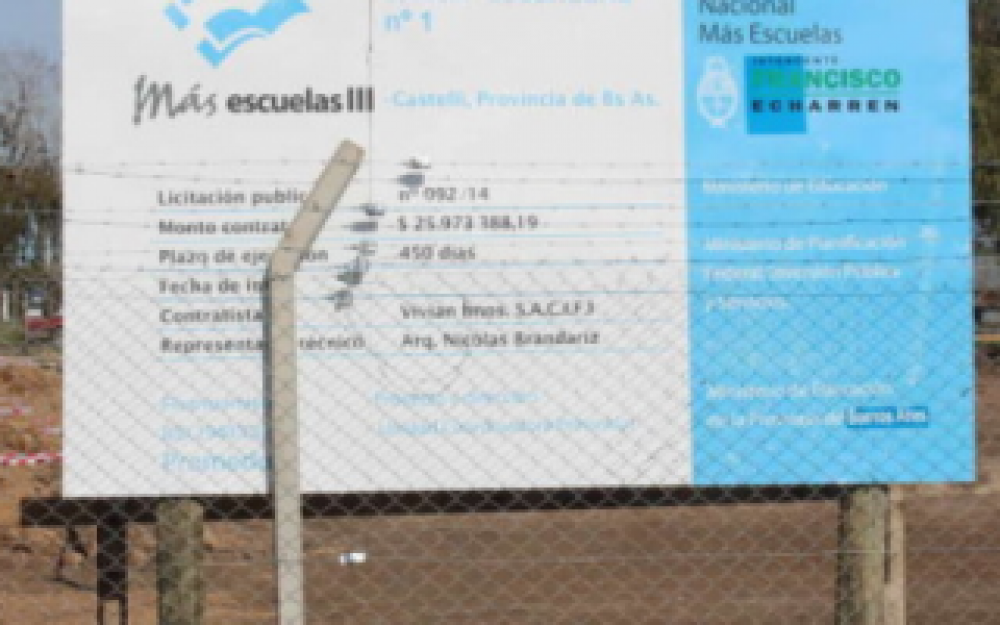 Denuncian que el Gobierno Nacional par� obra de escuela en Castelli