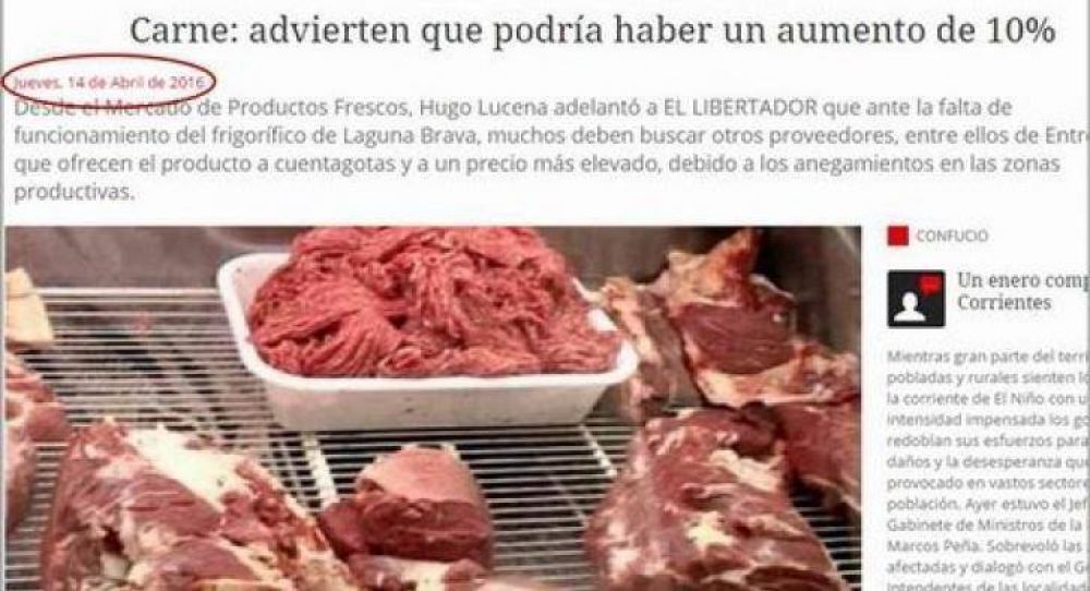 Mientras el precio de la carne baja en Buenos Aires, en Corrientes subi un 8%