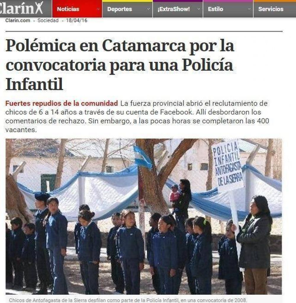 Fuerte repercusin de la Polica Infantil en los medios nacionales