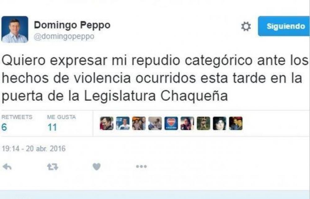 Peppo repudi los hechos ocurridos en la Legislatura