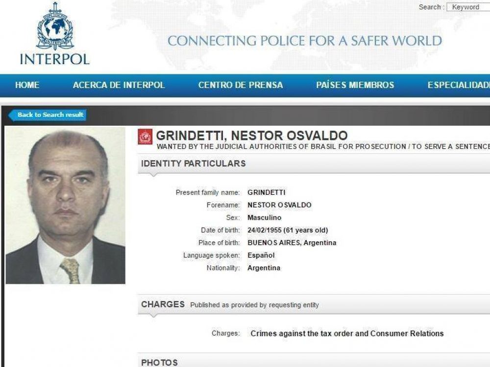 Mientras Vidal lidia con las off shore de sus funcionarios, Interpol pidi la captura de Grindetti