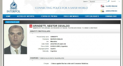 N�STOR GRINDETTI, EN ALERTAS DE INTERPOL POR DELITOS TRIBUTARIOS