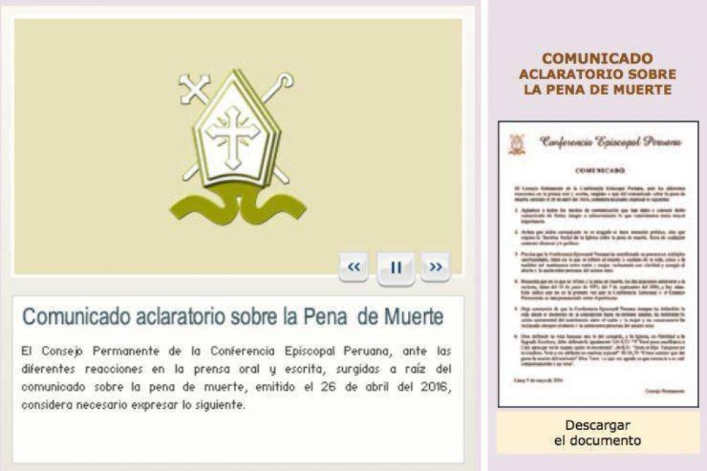 Per: Los obispos esclarecen el comunicado sobre la pena de muerte