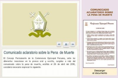 Per�: Los obispos esclarecen el comunicado sobre la pena de muerte