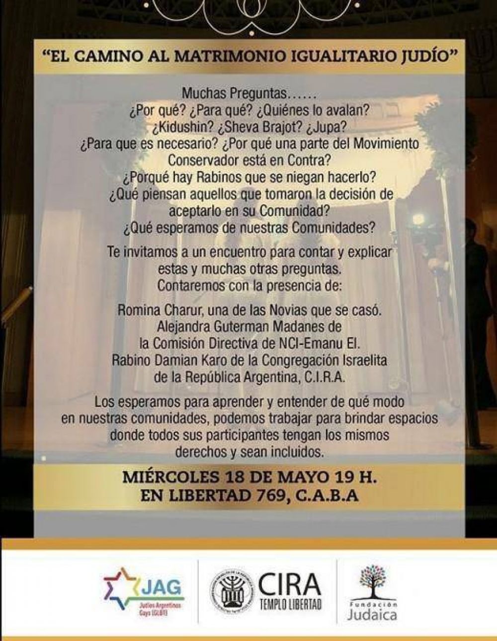 Charla sobre el camino al matrimonio igualitario judo en el Templo Libertad