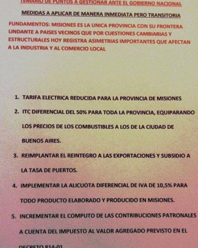La Provincia insistir� con reclamos para proteger la econom�a misionera